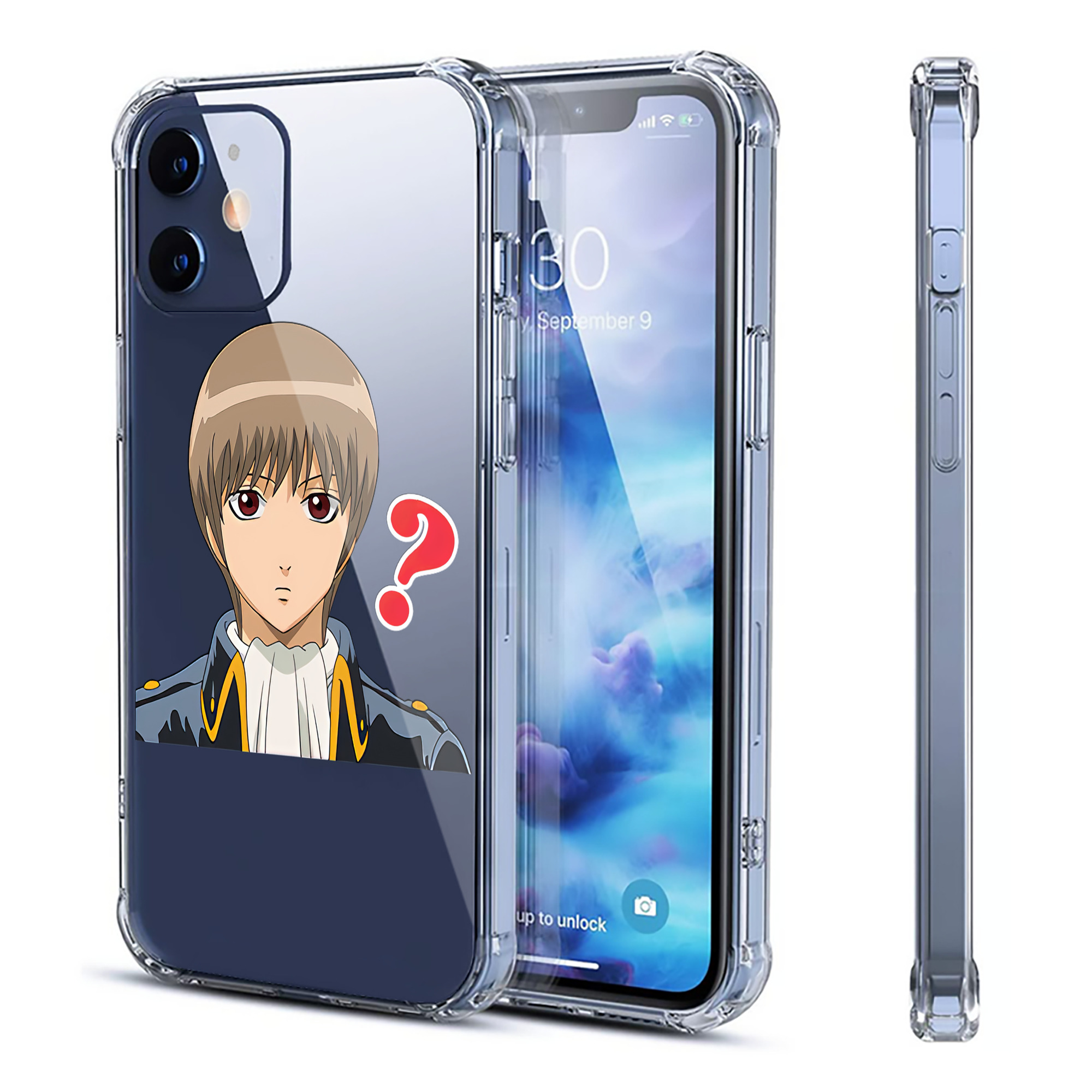 （画像用） ぎんたま 坂田銀時（さかたぎんとき） 神楽 志村新八（しむら しんぱち） GINTAMA Sakata Gintoki Kagura Shimura Shinpachi 【iPhone 12シリーズ対応】透明スマホケース（クリアソフトケース）
